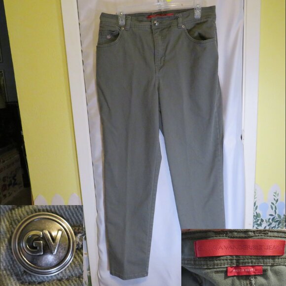 Vintage Gloria Vanderbilt Jeans 97% Cotton Amanda Green/Gray High-Waist  size M - Picture 1 of 14